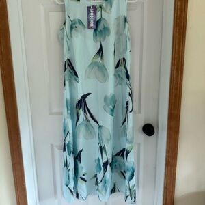 DKNY Floral Maxi Dress - Light Blue and White